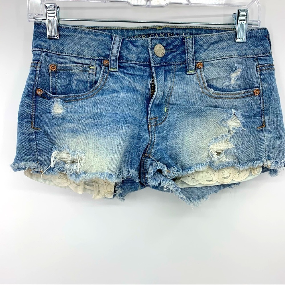 American Eagle Shortie Lace Raw Hem Destroyed